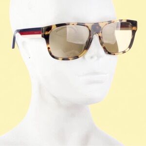 Gucci Tortoiseshell Frame Sunglasses with Red Accent